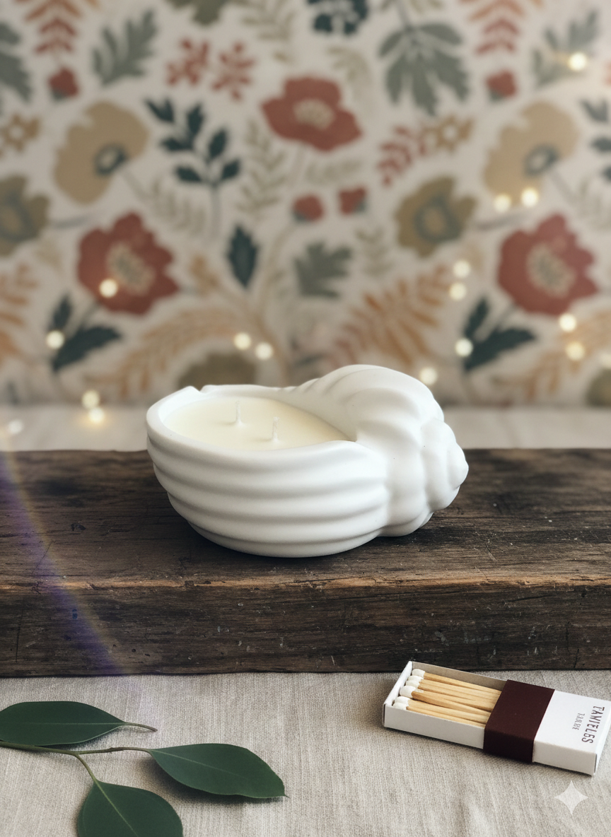 Jesmonite Seashell Candle | Luxury Coastal Home Accent-0