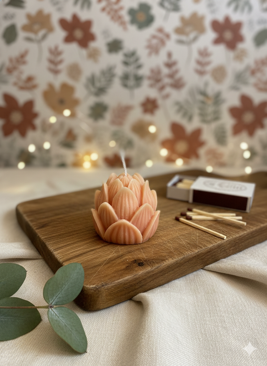 Mini Lotus Sculpture Candle – Hand-Poured Soy Wax | 13 Scents-2