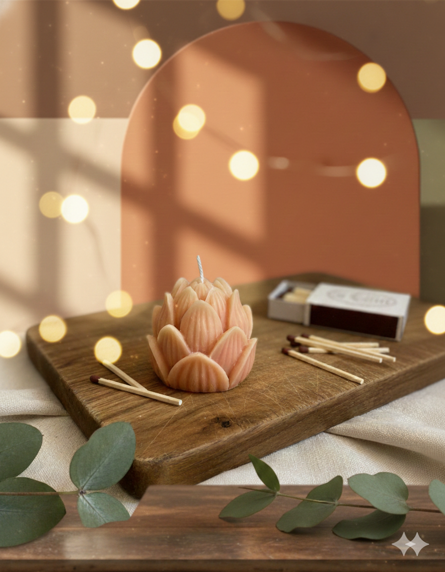 Mini Lotus Sculpture Candle – Hand-Poured Soy Wax | 13 Scents-1