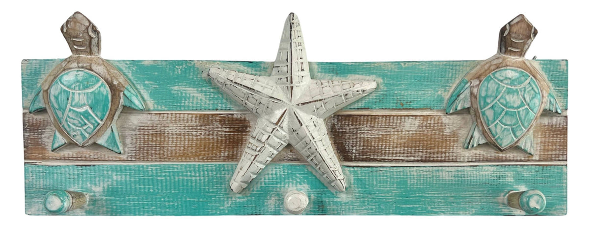 Aqua Turtle & Starfish Peg Hanger